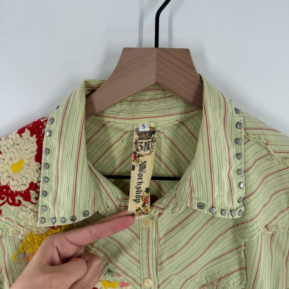Johnny Was 3J Workshop Embroidered Button Down Long Sleeve Blouse Size Small Y2K - Picture 2 of 10